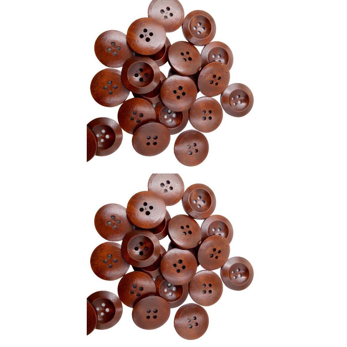 100Pcs Wooden Buttons 4 Holes for Sewing Craft 20mm 25mm Coffee
