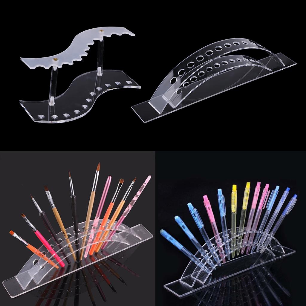 2pcs Clear Plastics Makeup Brush pencil Stand Display Holder Case Racks