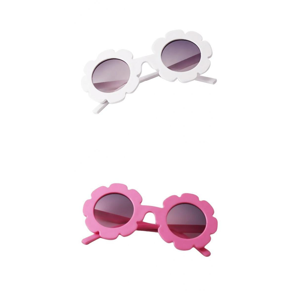 2 Piece Cartoon Baby Kids Round Sunglasses Toddler Plastic Goggles Eyewear Pink+White