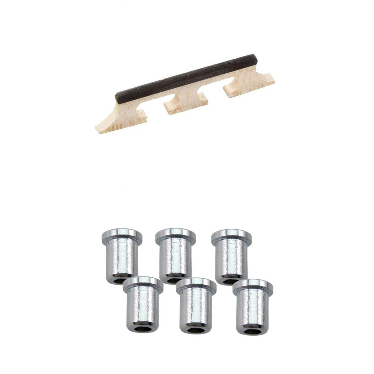 6pcs Guitar String Thru Body Ferrules Bushing+5-string Banjo Rosewood Bridge