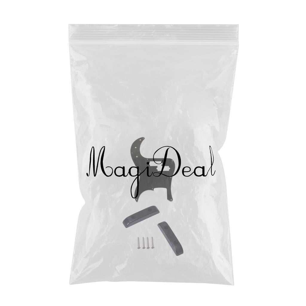 Black 3 Ply Pickguard for PB Bass+2pcs Thumb Rest Tug Bar Finger Pull