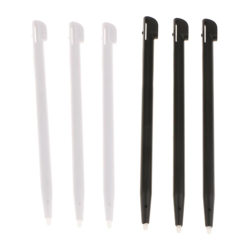 6pcs Slot in Touch Screen Pen Stylus Resistive for Nintendo 2DS Black+White