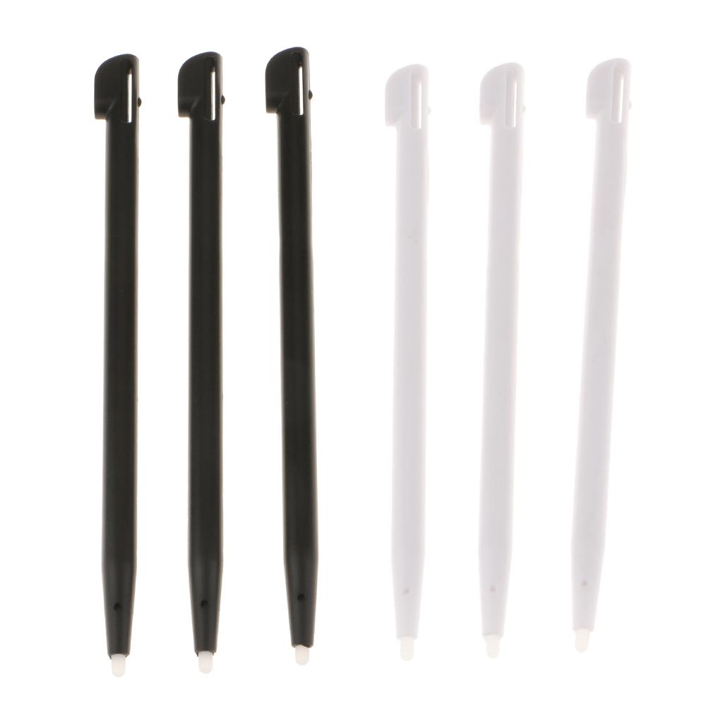 6pcs Slot in Touch Screen Pen Stylus Resistive for Nintendo 2DS Black+White