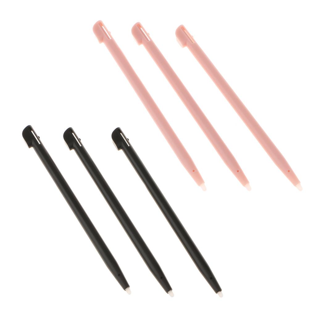 6pcs Slot in Touch Screen Pen Stylus Resistive for Nintendo 2DS Black+Pink