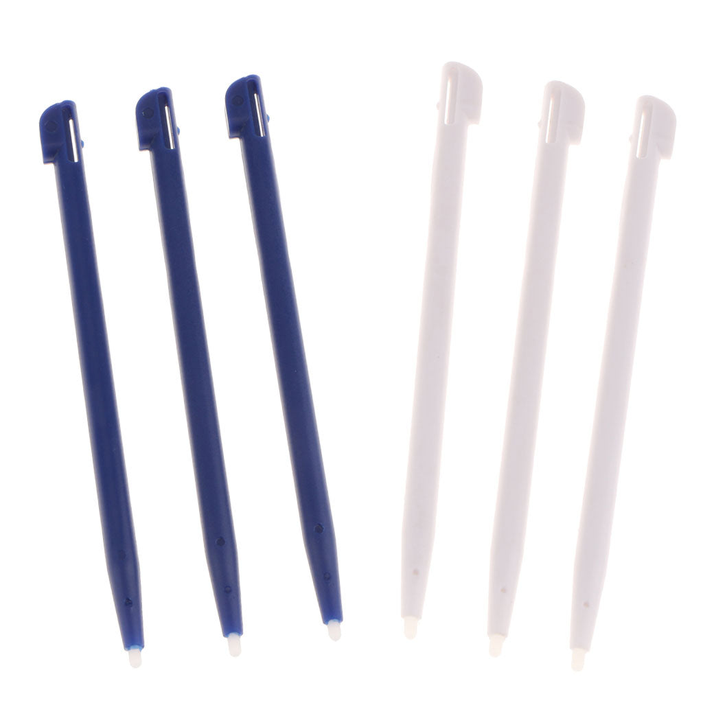 6pcs Slot in Touch Screen Pen Stylus Resistive for Nintendo 2DS White+Blue