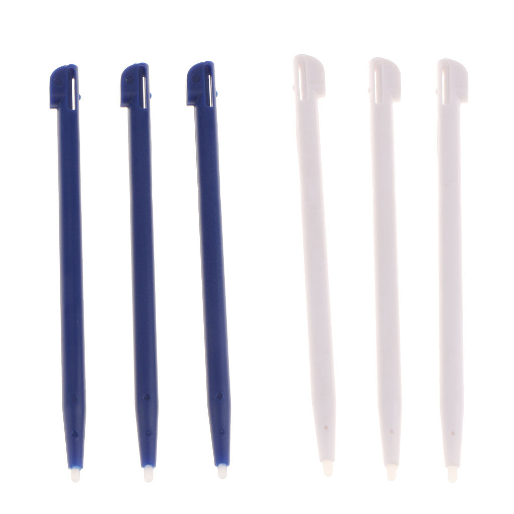 6pcs Slot in Touch Screen Pen Stylus Resistive for Nintendo 2DS White+Blue