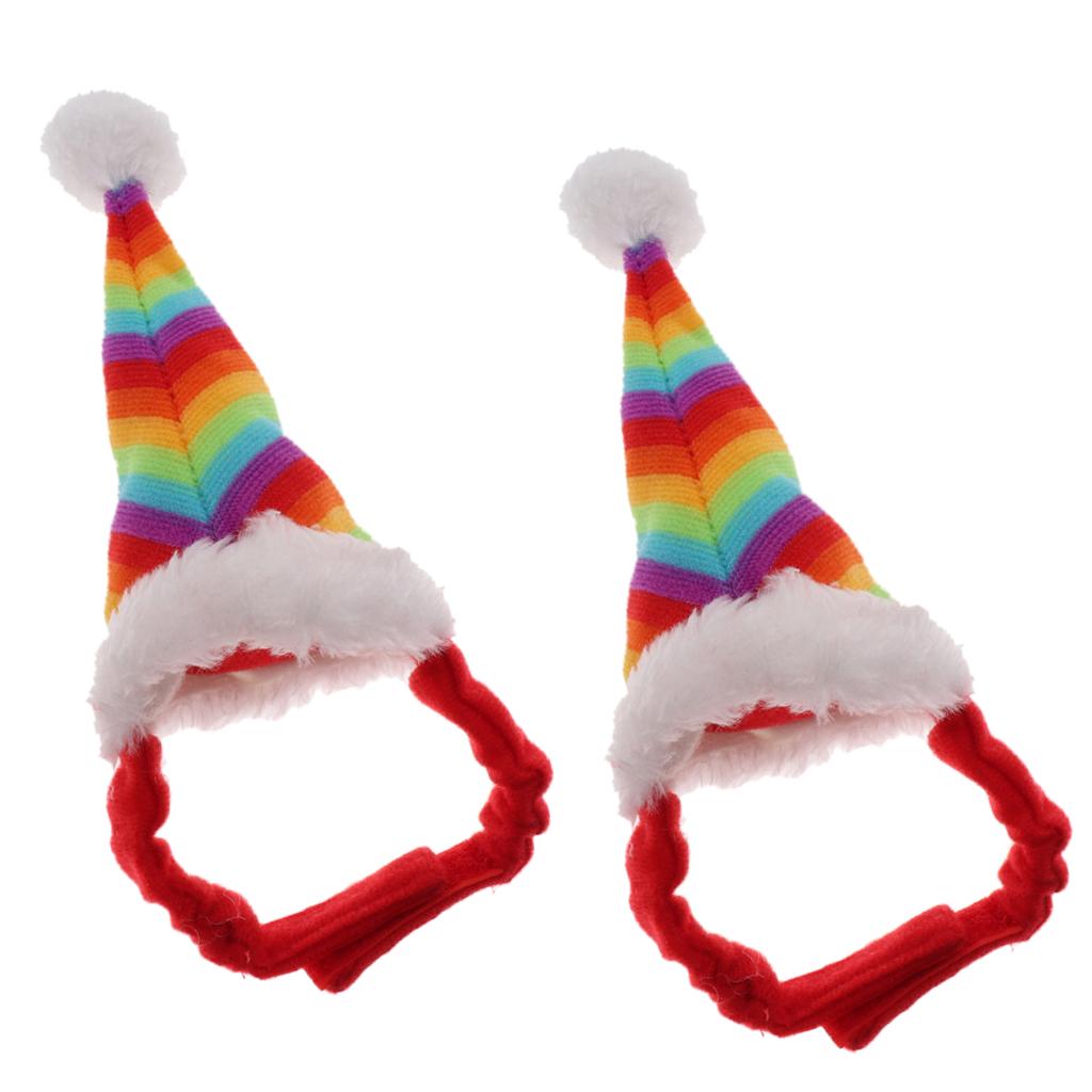 2 Pcs Adjustable Elastic Small Pet Dog Cat Puppy Kitten Hamster Chrismas Hat