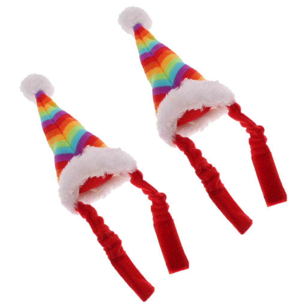 2 Pcs Adjustable Elastic Small Pet Dog Cat Puppy Kitten Hamster Chrismas Hat