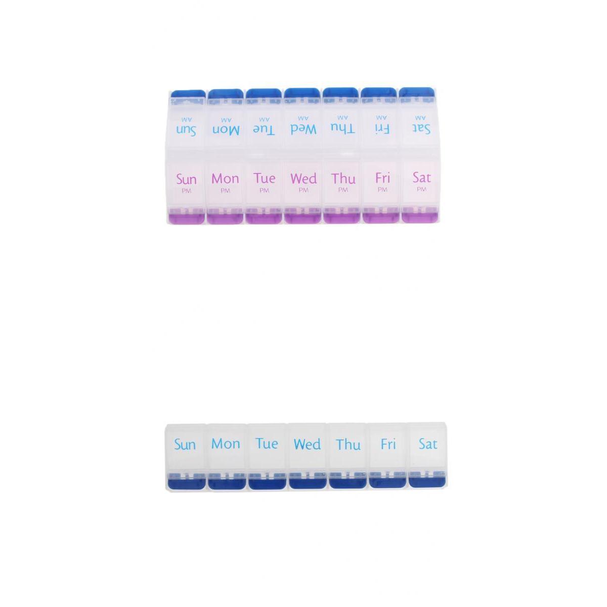 2 Pieces 7 Days Week Pill Tablet Medicine Capsule Box Storage Organizer