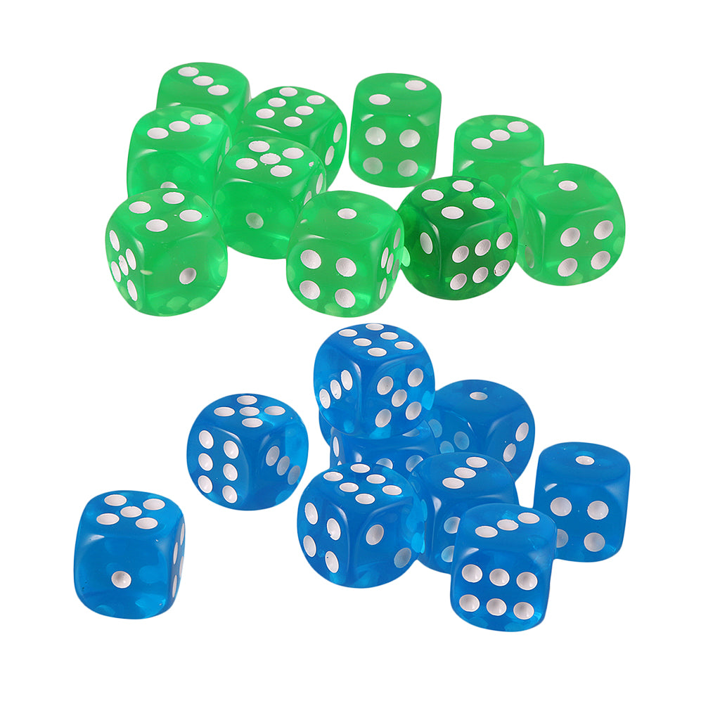 20PCS Acrylic Six Sided D6 Dice for D&D TRPG Party Board Game Toys