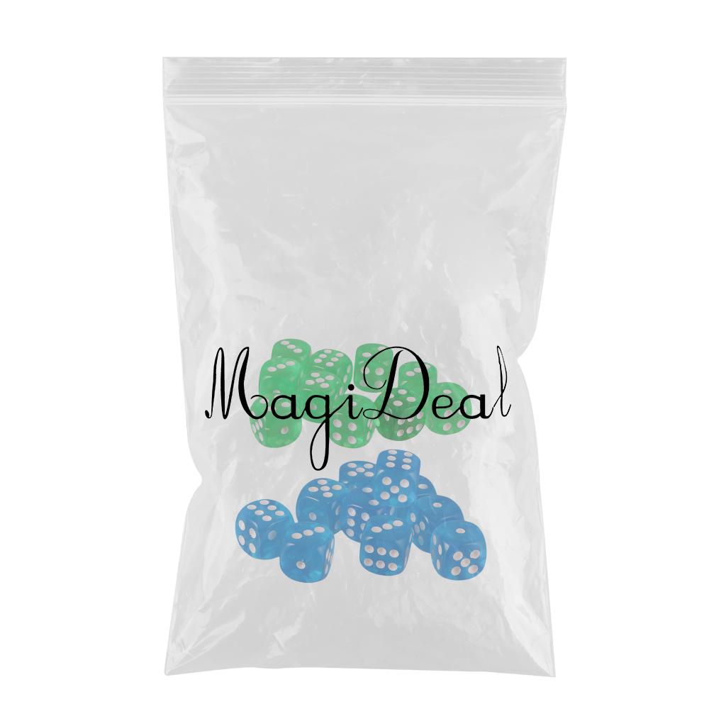 20PCS Acrylic Six Sided D6 Dice for D&D TRPG Party Board Game Toys