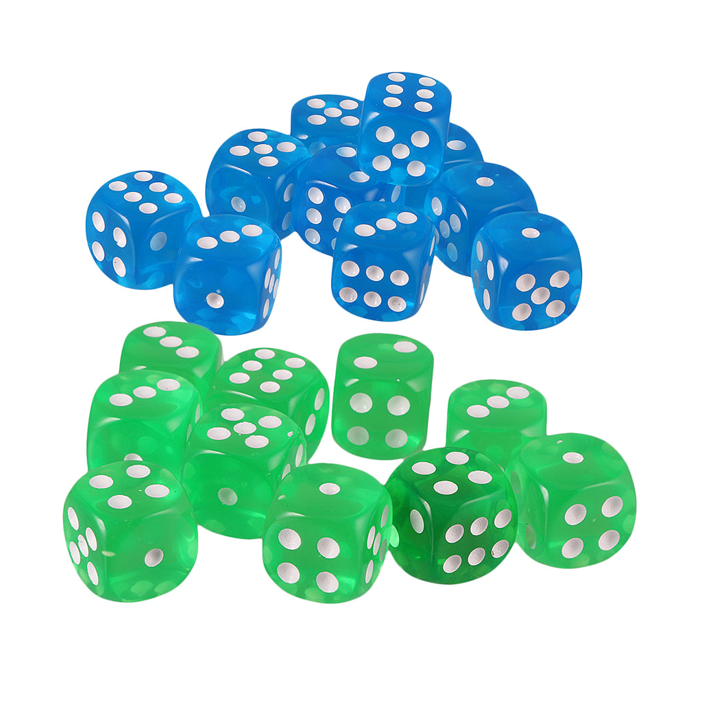 20PCS Acrylic Six Sided D6 Dice for D&D TRPG Party Board Game Toys