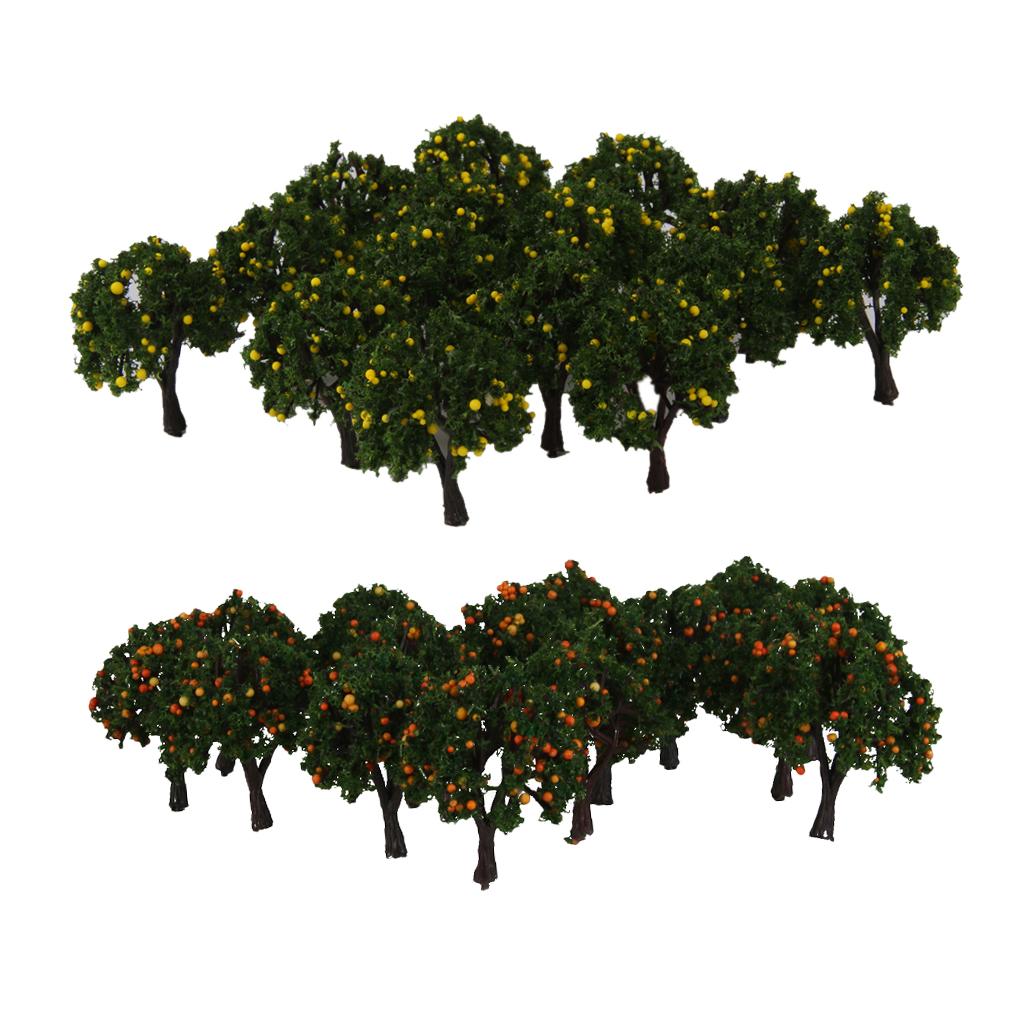 40pcs Model Train Yellow Fruit Trees Garden Street Layout Scale 1/300 4CM