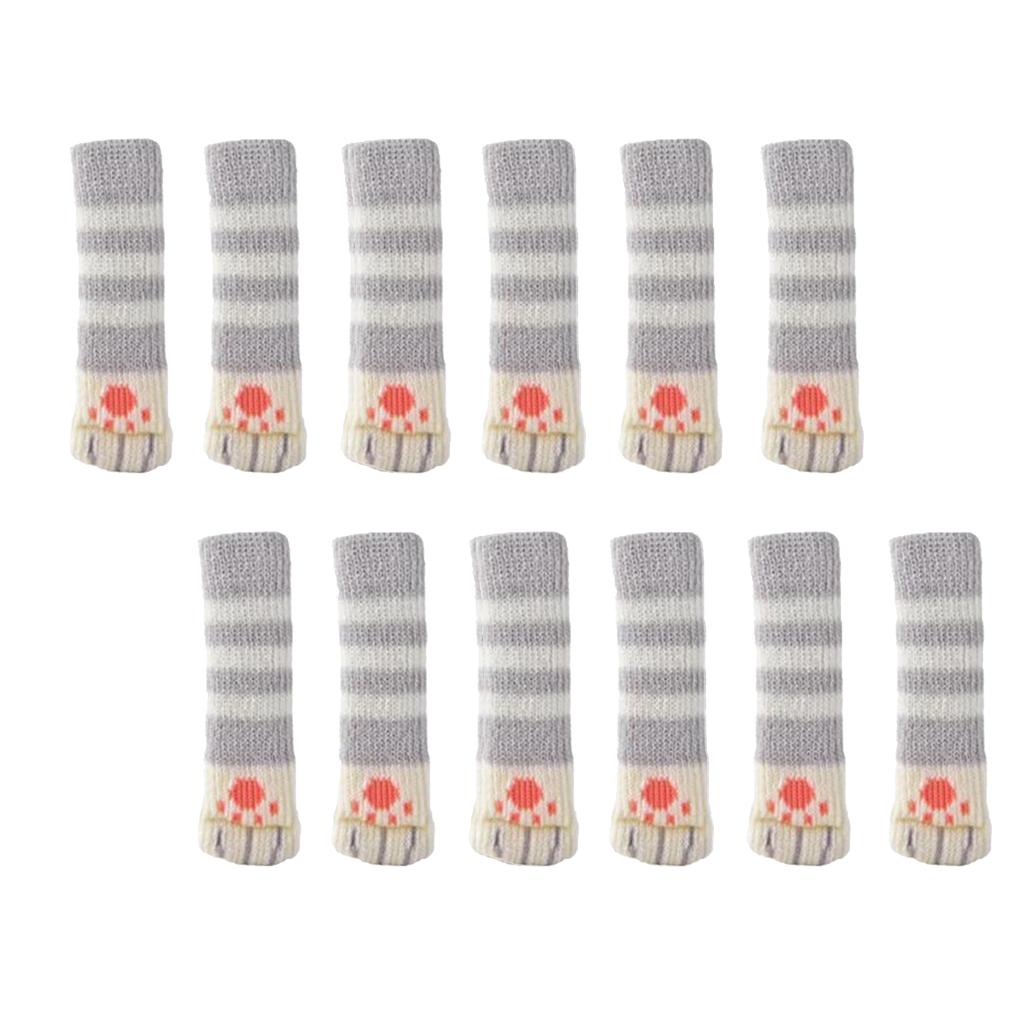 12PCS 3.5x11cm Furniture Feet Caps Covers/Knitted Chair Leg Socks Style_3