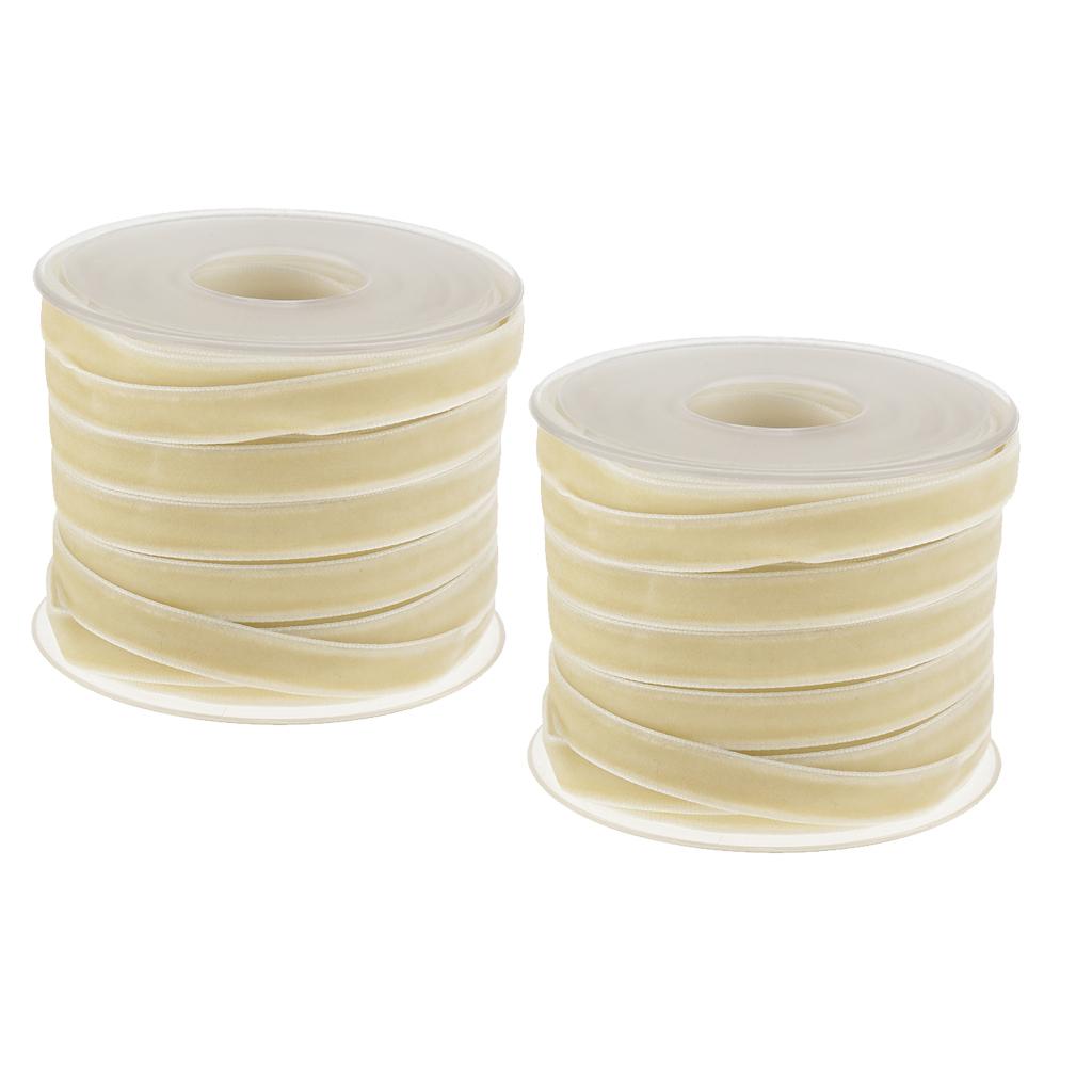 2pcs 20 Yard 10mm Wide Velvet Ribbon Roll Crafts wedding party supply Beige