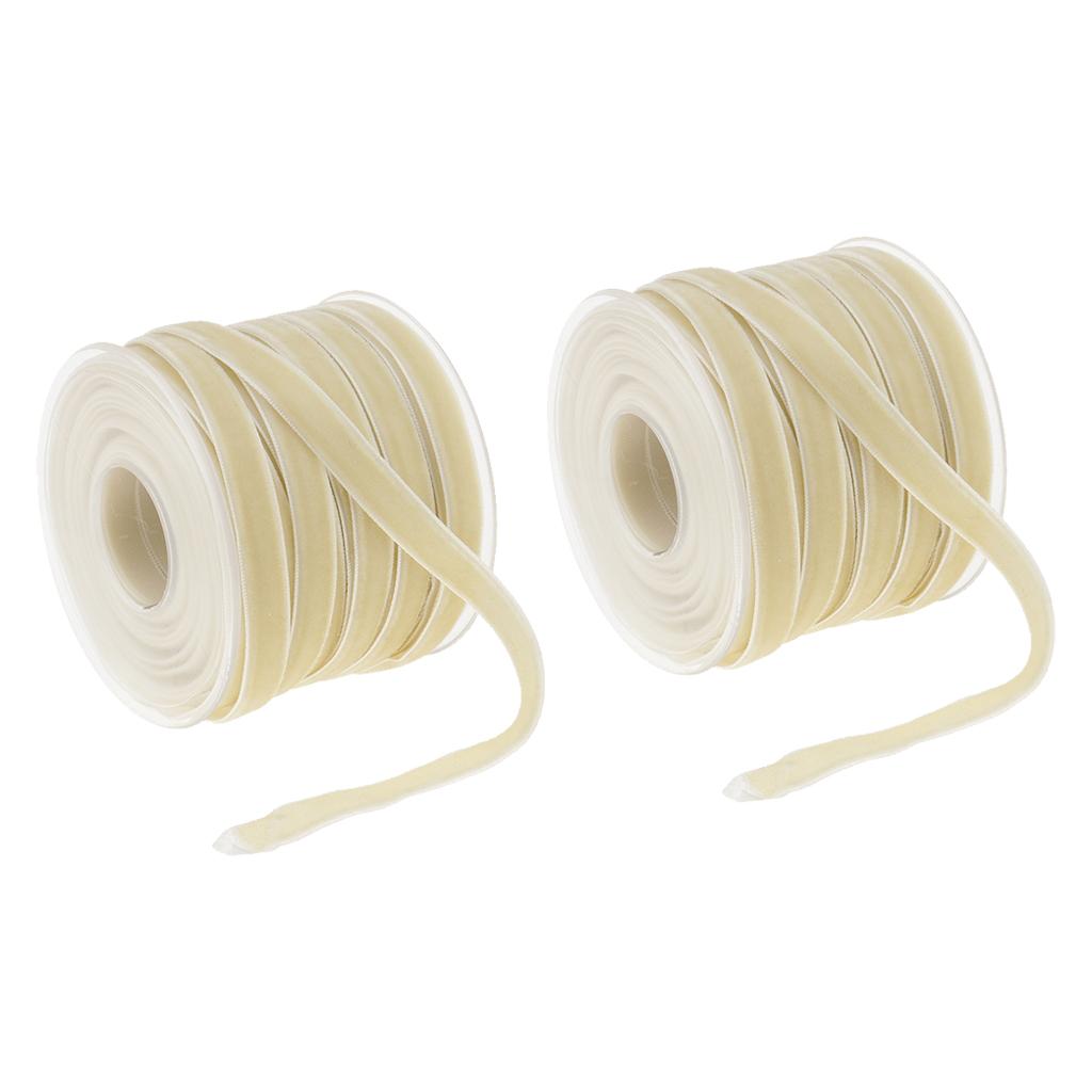 2pcs 20 Yard 10mm Wide Velvet Ribbon Roll Crafts wedding party supply Beige