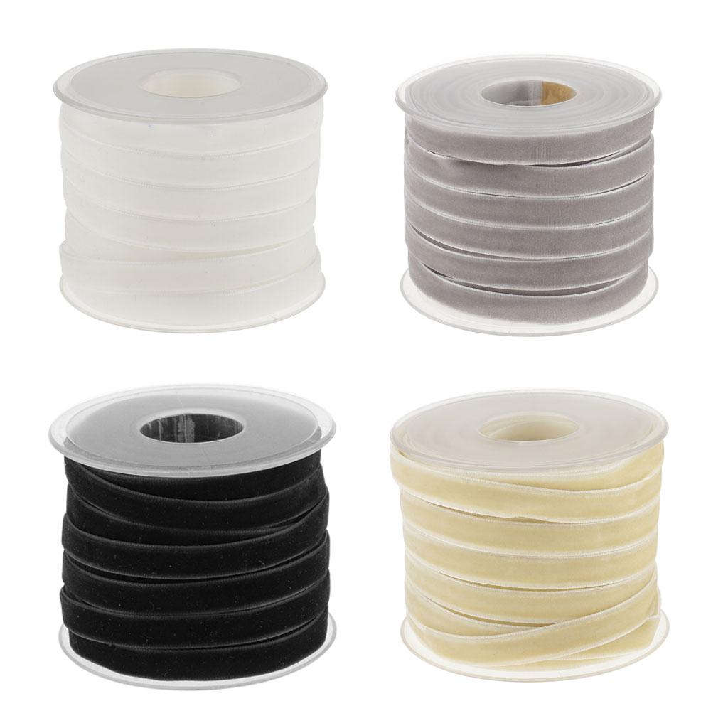 20 Yard 10mm Wide Velvet Ribbon for Crafts Gift Packing 4 Rolls