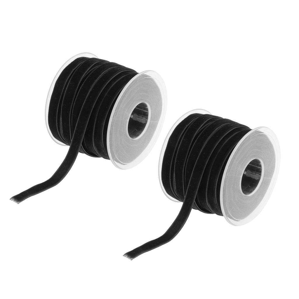 2pcs 20 Yard 10mm Wide Velvet Ribbon Roll Crafts wedding party supply Black