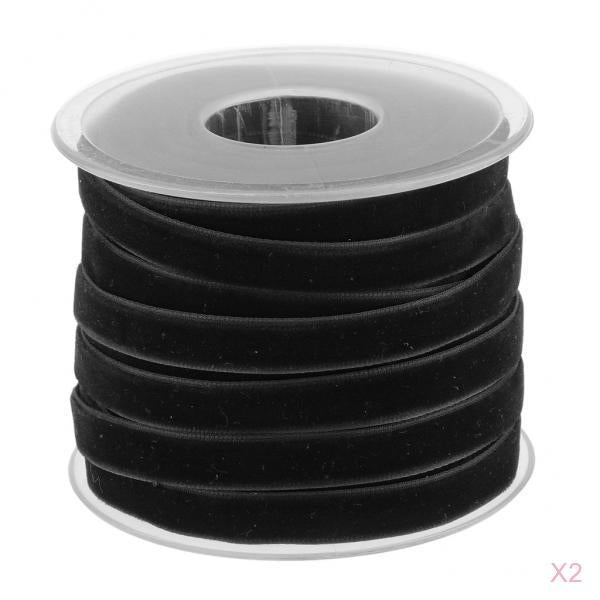 2pcs 20 Yard 10mm Wide Velvet Ribbon Roll Crafts wedding party supply Black