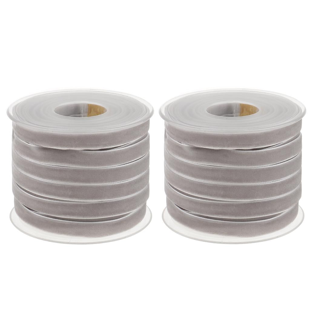 2pcs 20 Yard 10mm Wide Velvet Ribbon Roll Crafts wedding party supply grey
