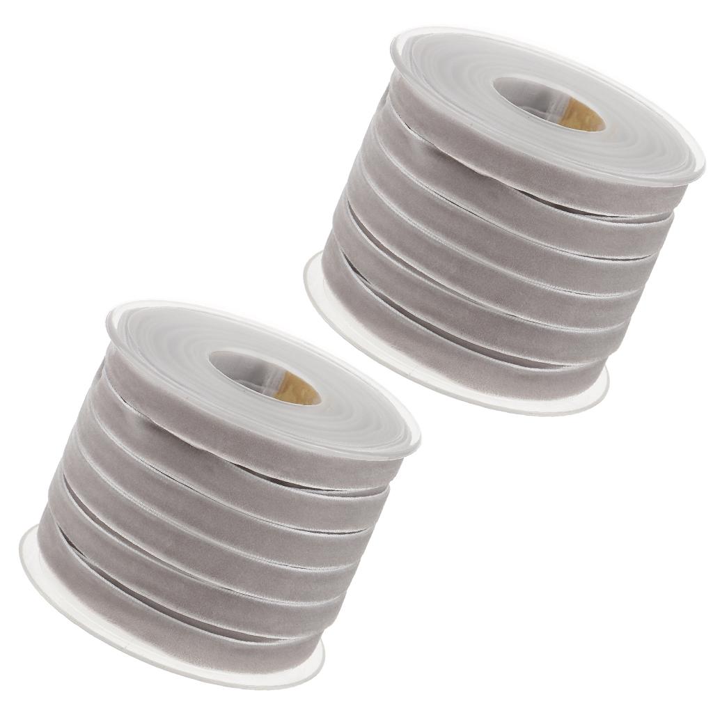 2pcs 20 Yard 10mm Wide Velvet Ribbon Roll Crafts wedding party supply grey