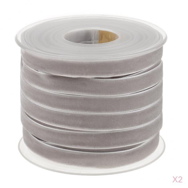 2pcs 20 Yard 10mm Wide Velvet Ribbon Roll Crafts wedding party supply grey