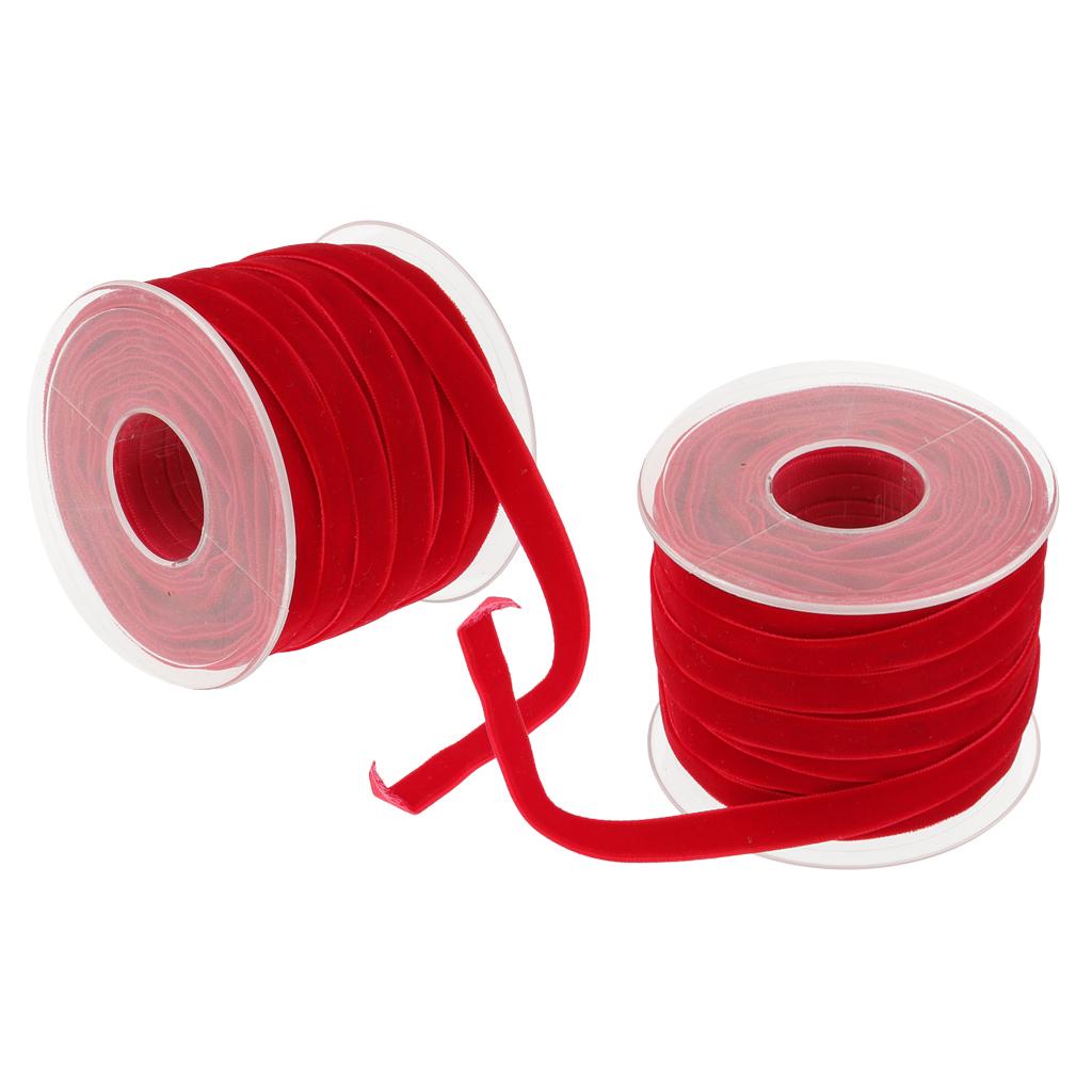 2pcs 20 Yard 10mm Wide Velvet Ribbon Roll Crafts wedding party supply red