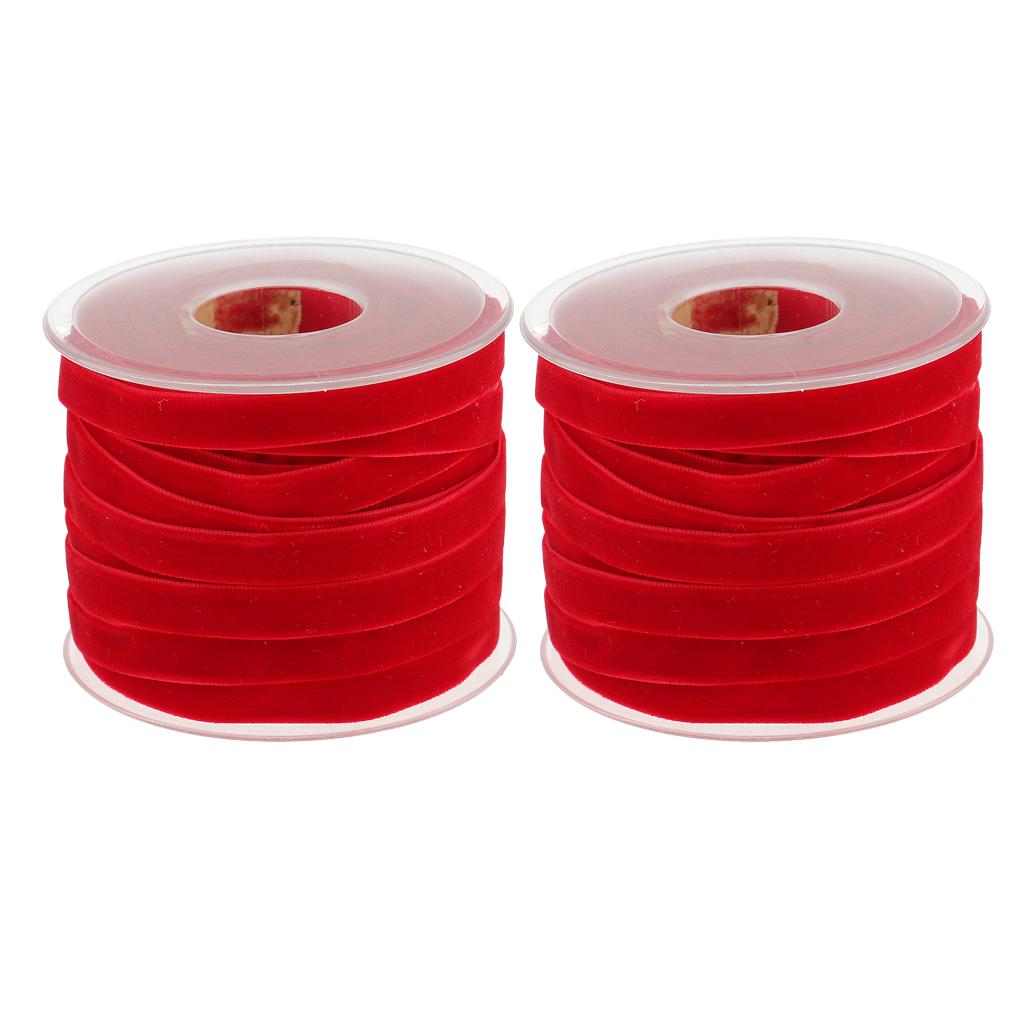 2pcs 20 Yard 10mm Wide Velvet Ribbon Roll Crafts wedding party supply red