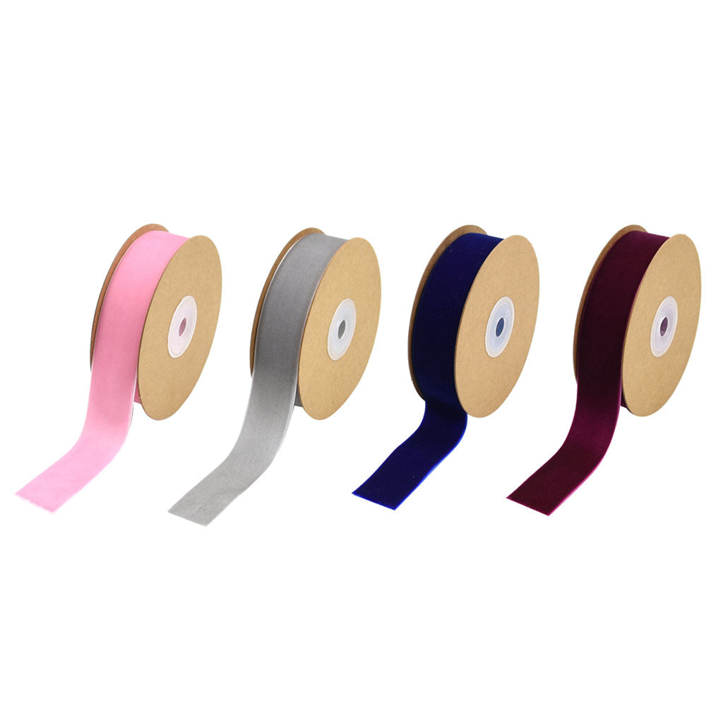 5 Yard 25mm Wide Velvet Ribbon for Crafts Gift Packing 4 Rolls