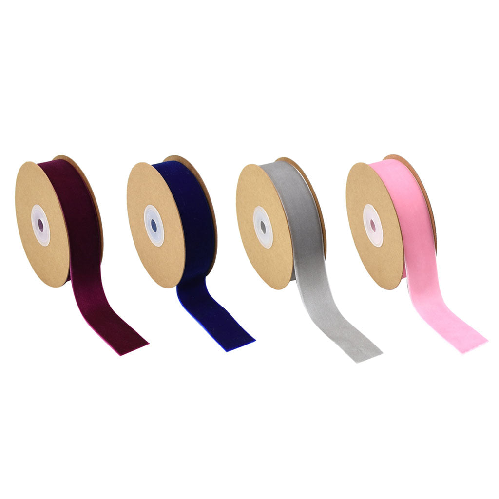 5 Yard 25mm Wide Velvet Ribbon for Crafts Gift Packing 4 Rolls