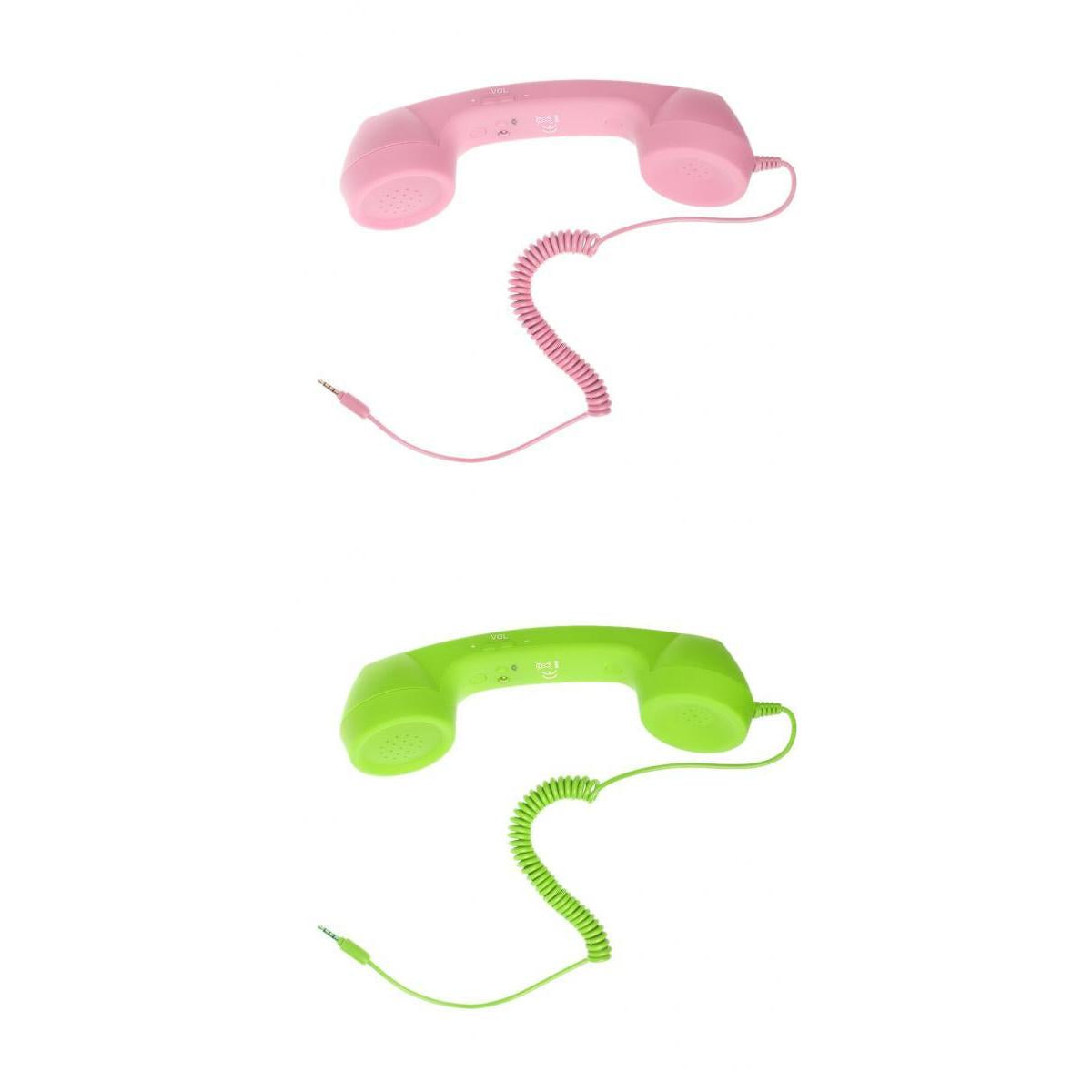 3.5mm Mic Retro Cell Telephone Handset Phone Classic Receiver Pink+Green