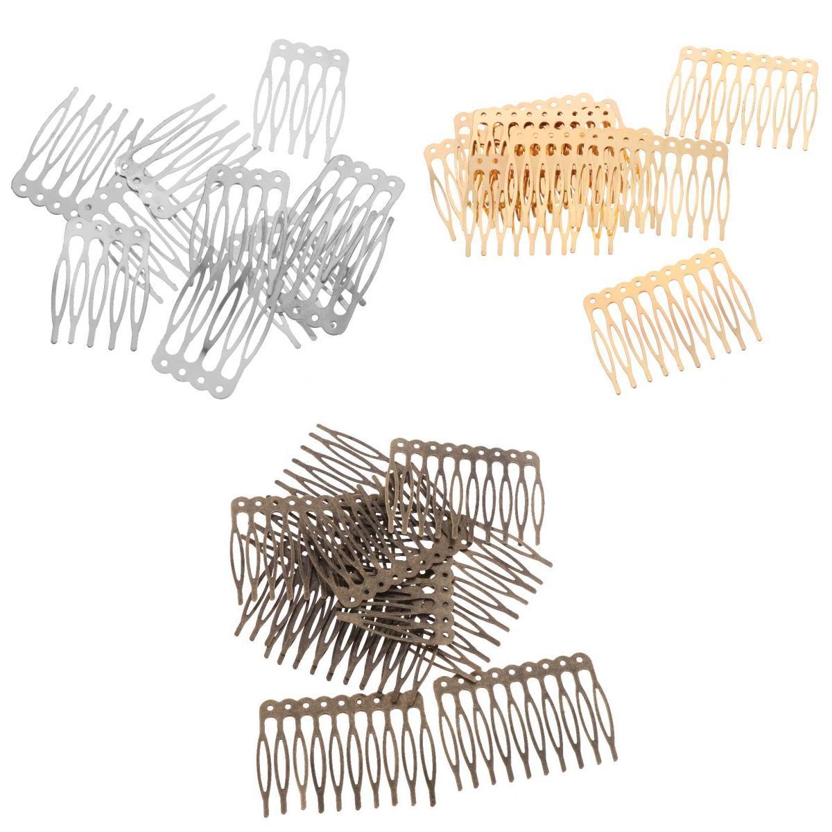 30 Pieces Vintage Blank Metal Hair Comb Clip for Bridal Hair Accessories DIY