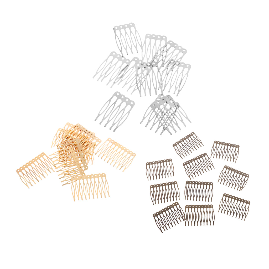 30 Pieces Vintage Blank Metal Hair Comb Clip for Bridal Hair Accessories DIY