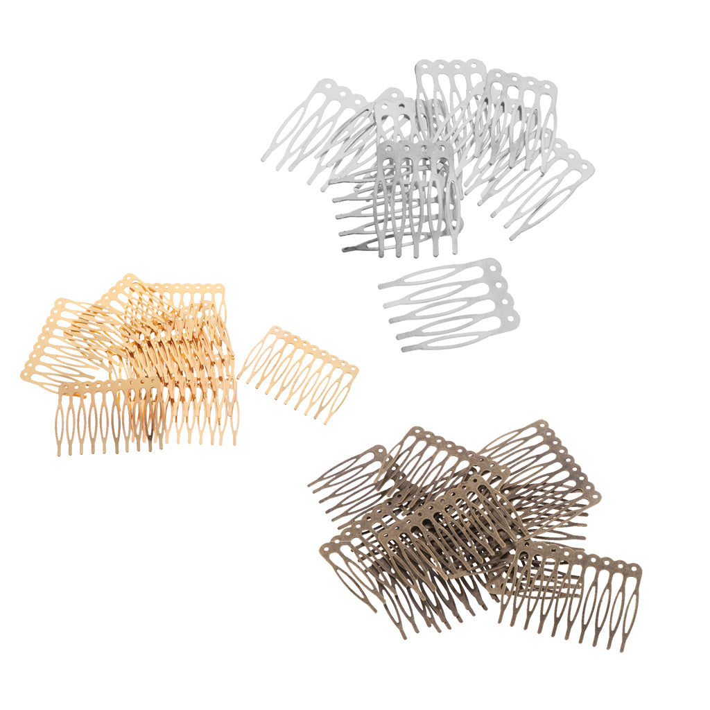 30 Pieces Vintage Blank Metal Hair Comb Clip for Bridal Hair Accessories DIY