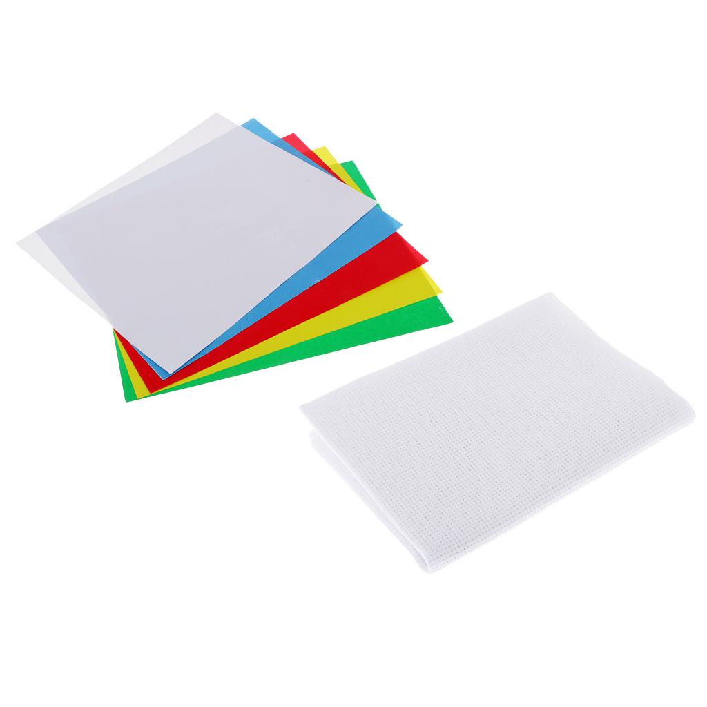 6Pcs 11CT Aida Cloth Cross Stitch Embroidery Fabric Tracing Paper Sheets