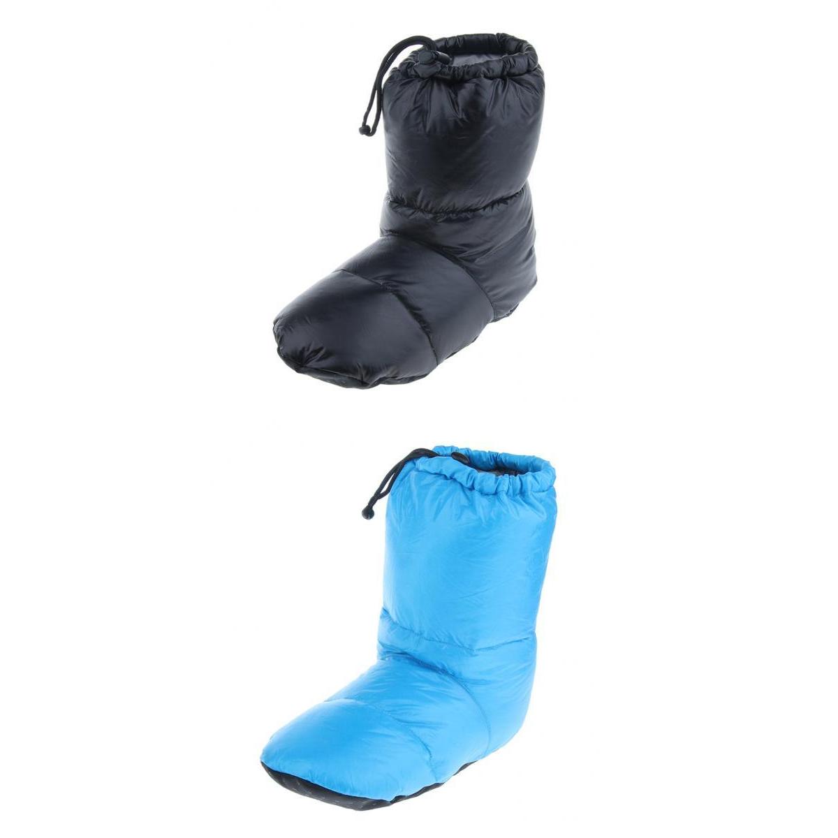 2Pcs White Goose Down Slippers Winter Warm Camping Tent Foot Booties L