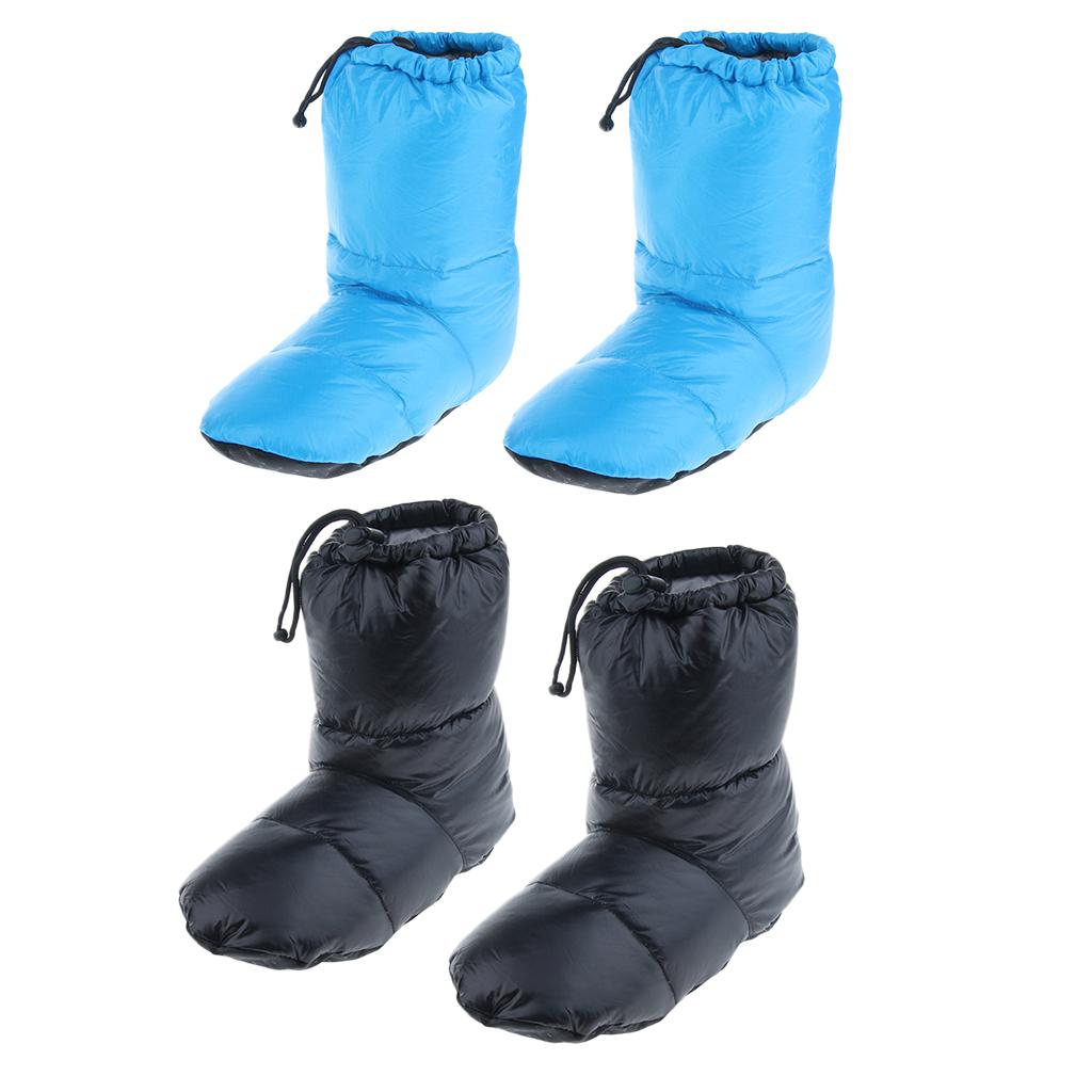 2Pcs White Goose Down Slippers Winter Warm Camping Tent Foot Booties L