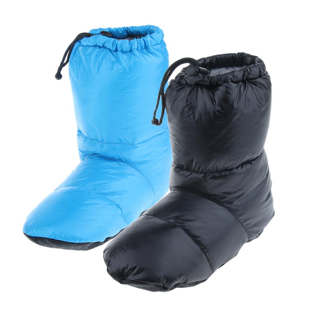 2Pcs White Goose Down Slippers Winter Warm Camping Tent Foot Booties L