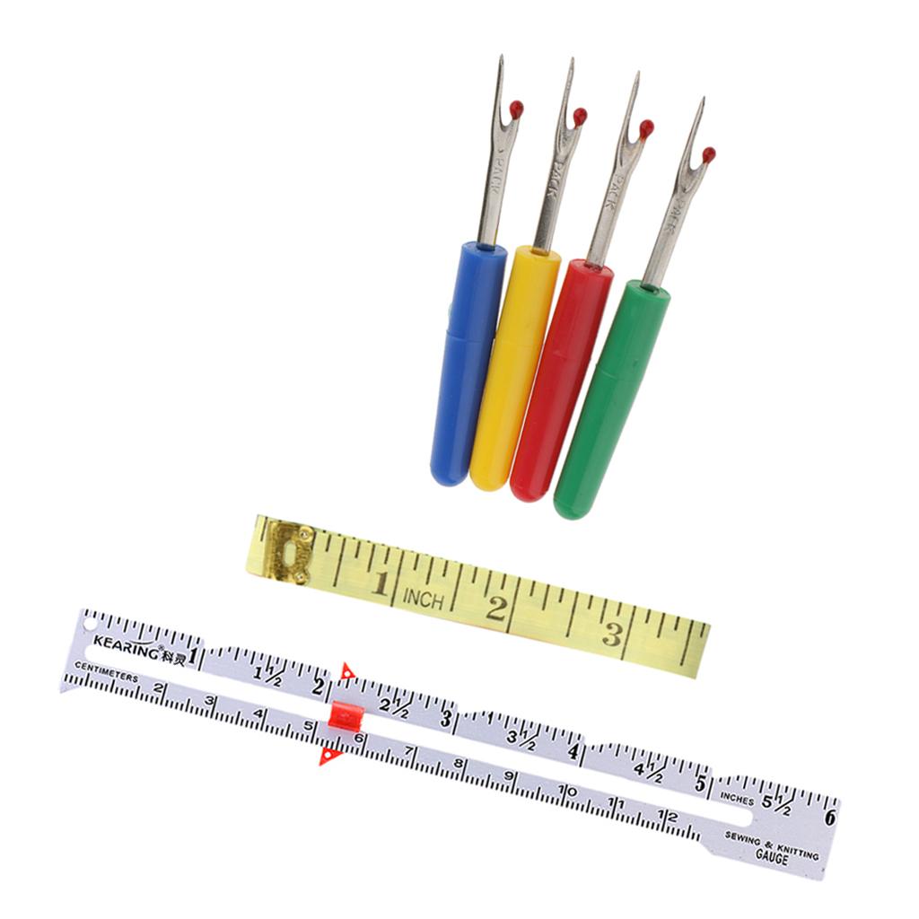6Pcs Sewing Gauge Soft Tape Ruler Seam Rippers Measuring Tool Accessories