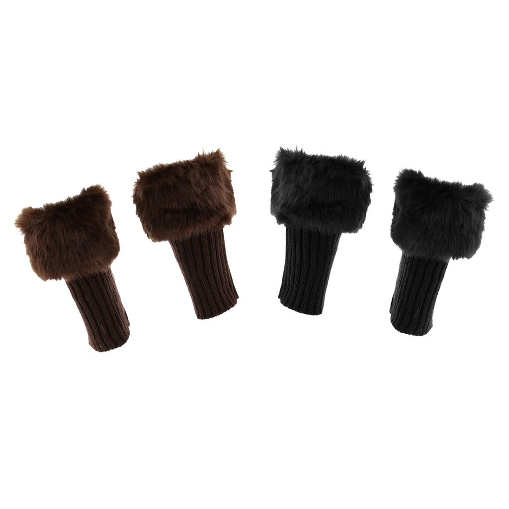 2 Pairs Knit Boots Cuff Fur Trim Toppers Leg Warmer Boot Sock Sleeve