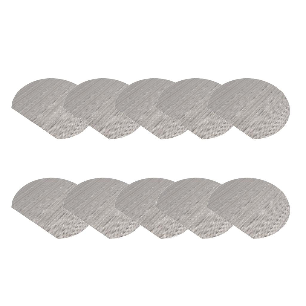 10xSemi-Circle Placemat Pad Bowl Mat Heat Resistant Grey Stripe