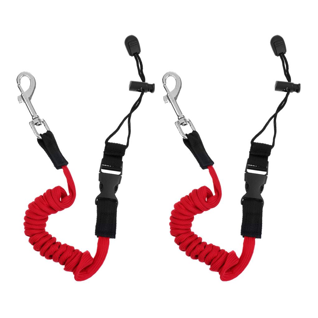2Pcs Safety Kayak Paddle Leash Fishing Rod Pole Coiled Lanyard Cord Hardware
