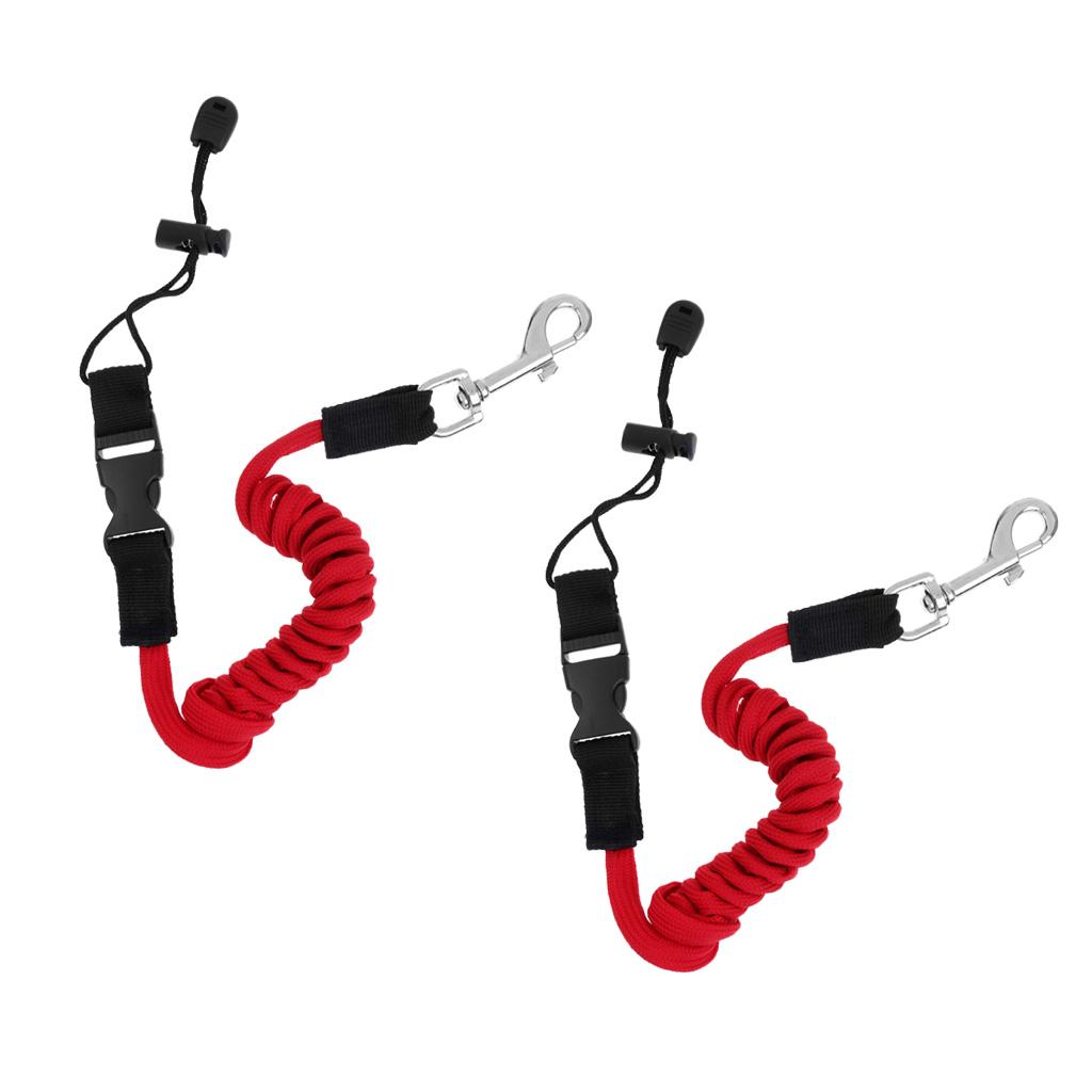 2Pcs Safety Kayak Paddle Leash Fishing Rod Pole Coiled Lanyard Cord Hardware