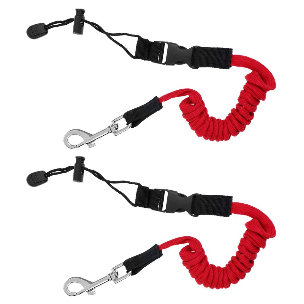 2Pcs Safety Kayak Paddle Leash Fishing Rod Pole Coiled Lanyard Cord Hardware