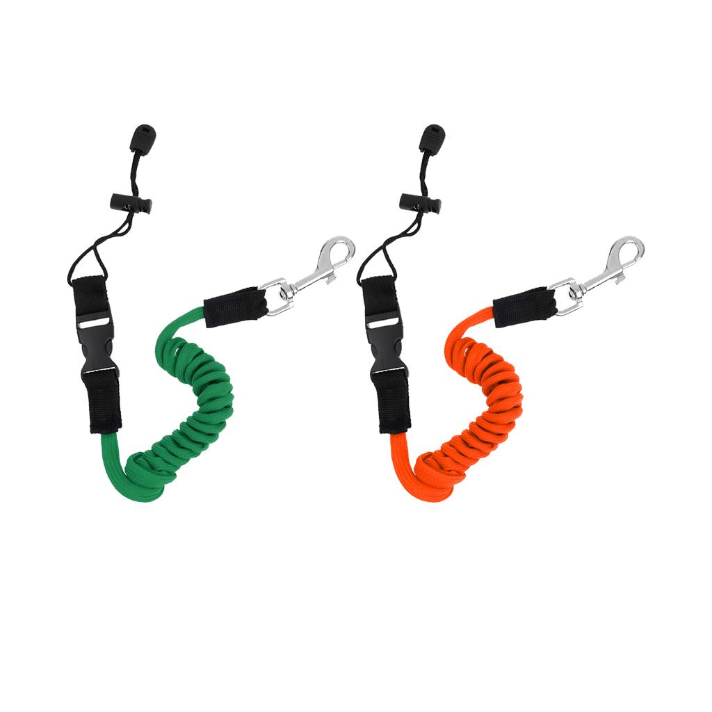 2Pcs Elastic Safety Kayak Paddle Leash Fishing Rod Pole Coiled Lanyard Cord