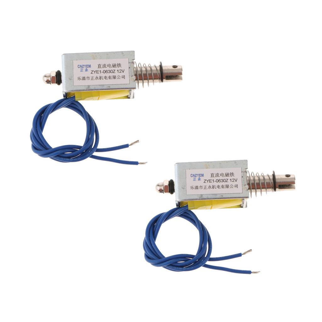 2x Linear Mini Push Pull Solenoid Electromagnet Reset DC12V