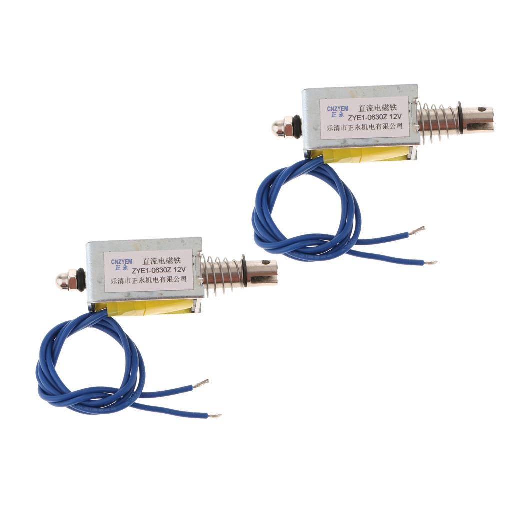 2x Linear Mini Push Pull Solenoid Electromagnet Reset DC12V