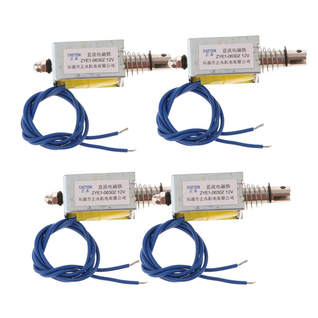 4x Linear Mini Push Pull Solenoid Electromagnet Reset DC12V