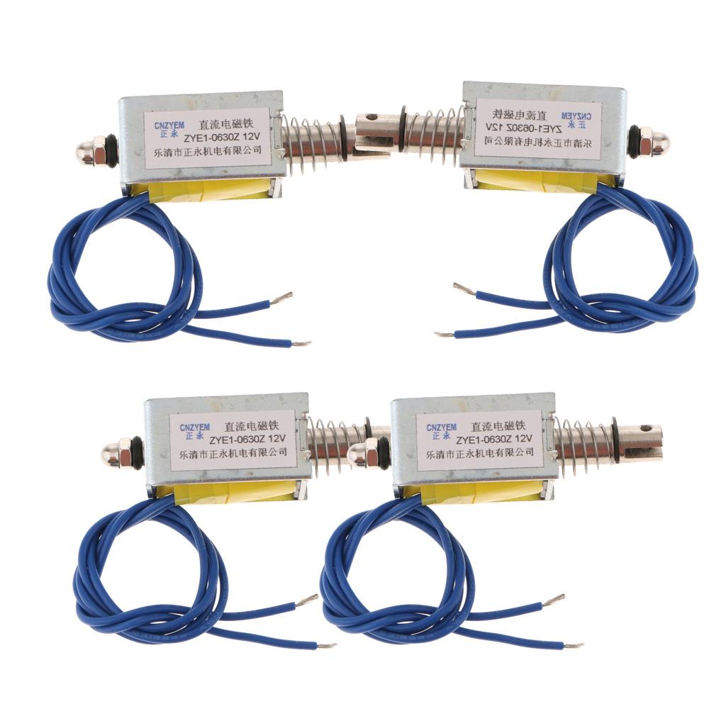 4x Linear Mini Push Pull Solenoid Electromagnet Reset DC12V