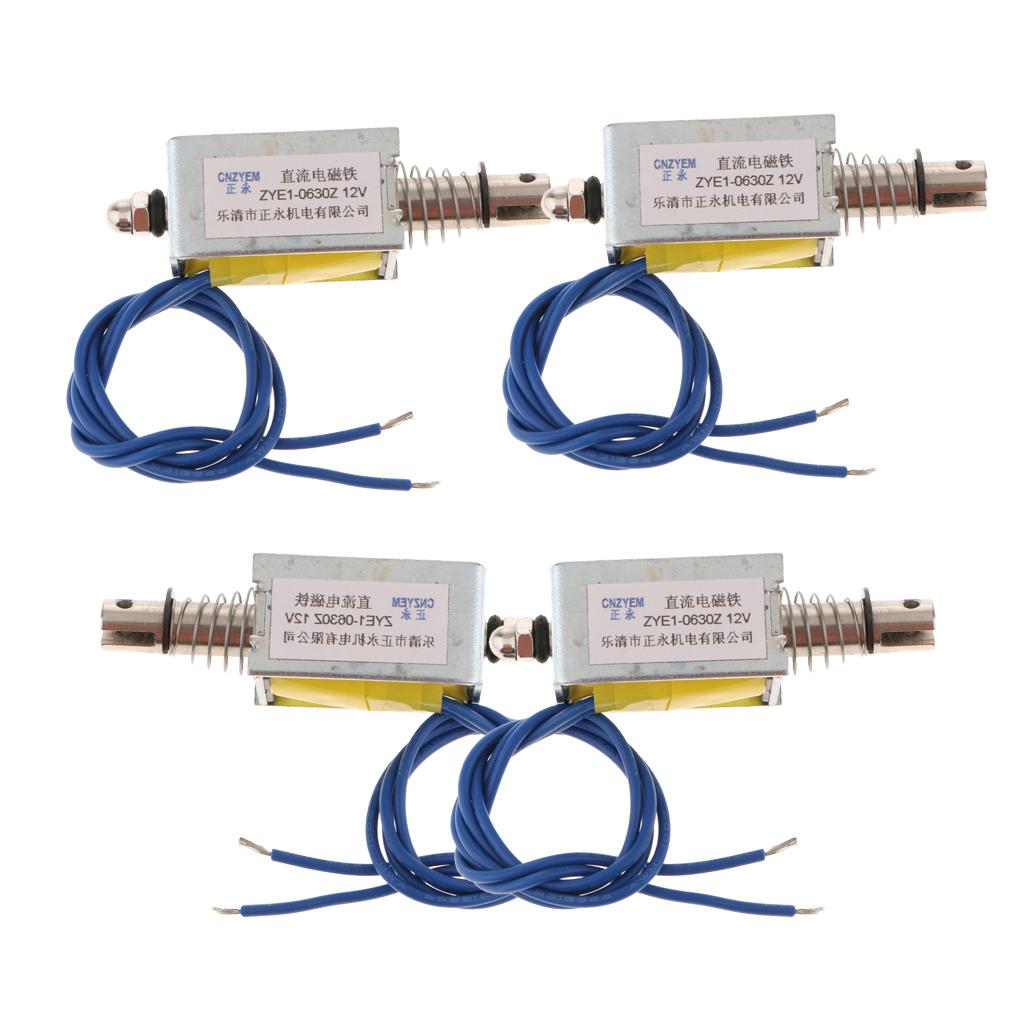 4x Linear Mini Push Pull Solenoid Electromagnet Reset DC12V